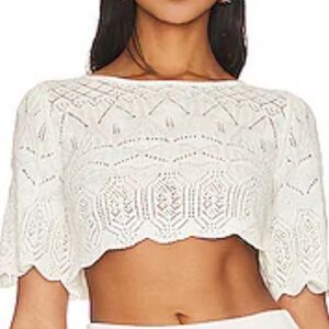 REVOLVE LOBA WOMENS SMALL LACE CREAM TOP